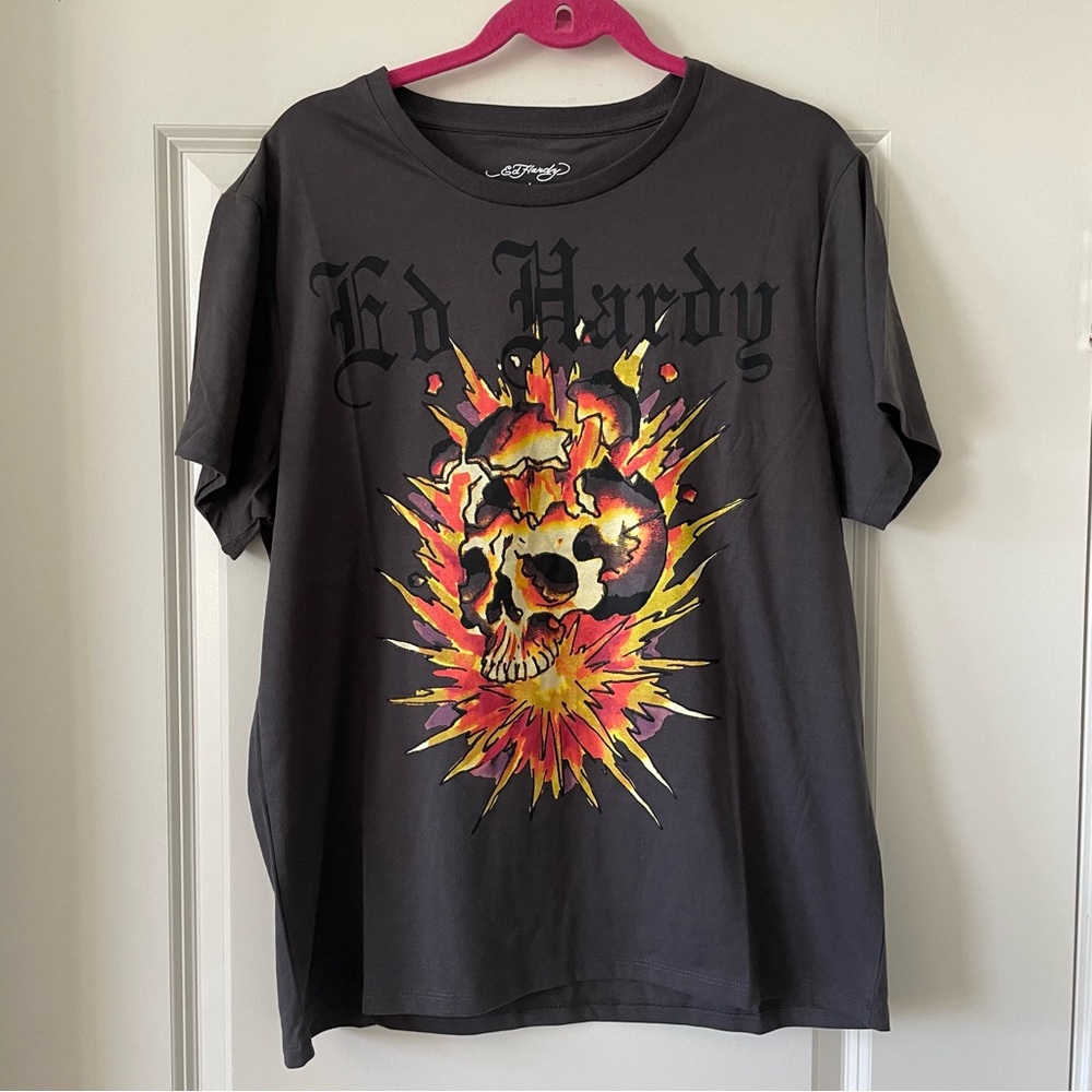 NWT Ed Hardy Exploding Skull Mens Tee (Size L)